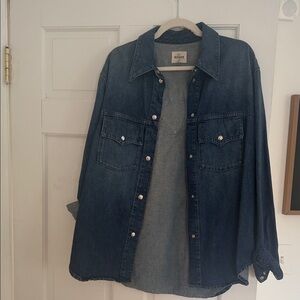 KHAITE Indigo Washed Denim Shirt
